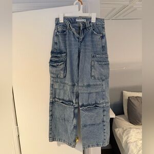 GARAGE denim ultra low rise Blue Cargo Jeans